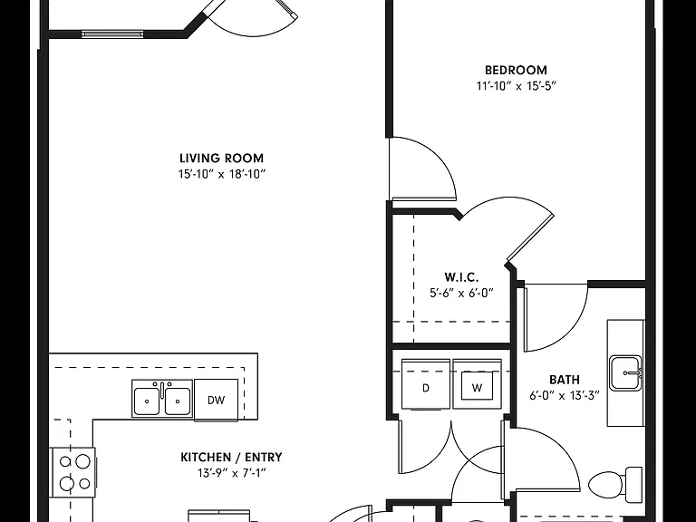 The Dogwood Floor Plan | 1 Bedroom 1 Bathroom The Dogwood Floor Plan | 1 Bedroom 1 Bathroom