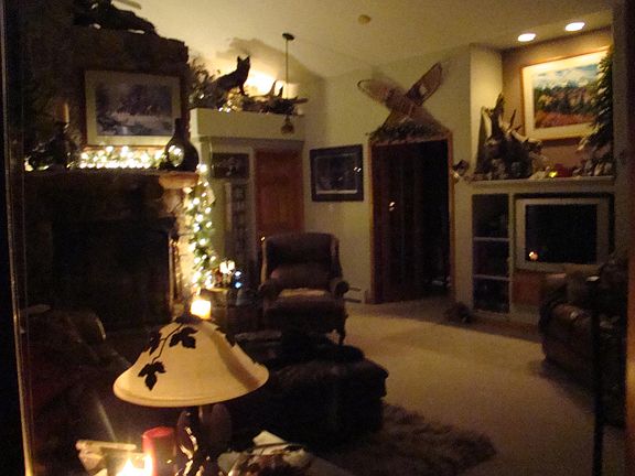 Living room area looks out over the mountains through windows covering the entire west side. Guest bathroom on this main floor.