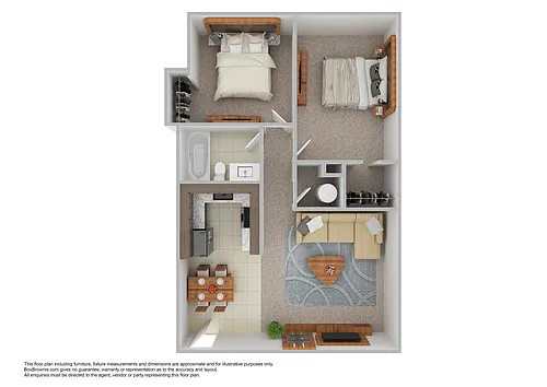 Floor plan 2 Bed 1 Bath