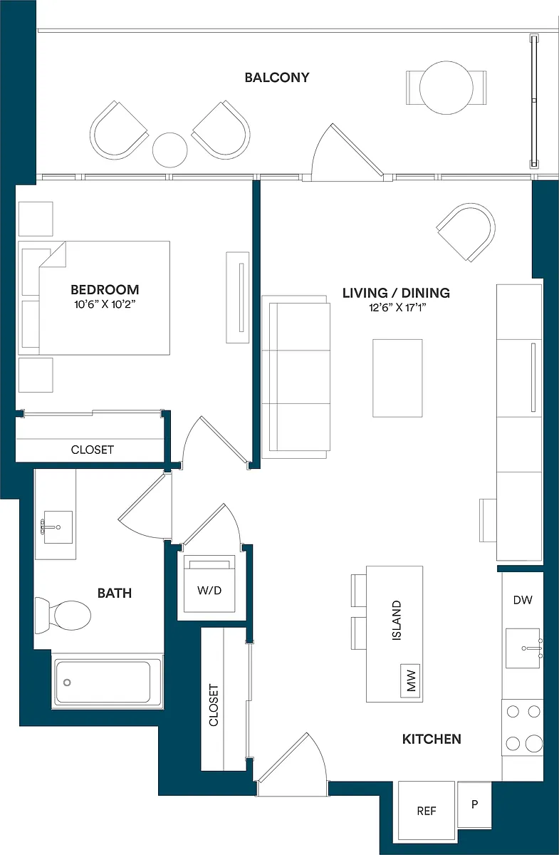 Floor plan 1 Bed/1 Bath-B2 05 14