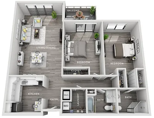 Floor plan Evergreen (Cp) 2 Bedroom Apartment