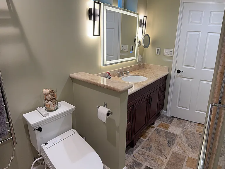 Primary bathroom with toto washlet toilet seat