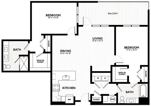 Floor plan 2 Bed/2 Bath-B11