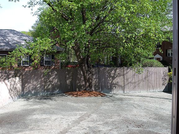 View from the slider -- level back yard, w/tree