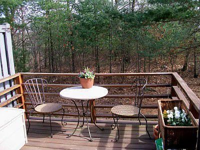 Deck with wooded views