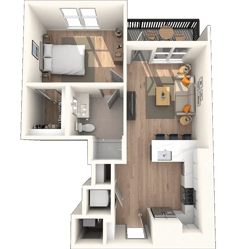 Floor plan A1 1x1 657 SF-FP