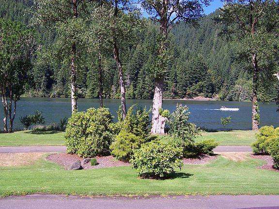 View out to the river and landscaping