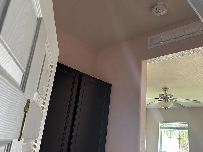 Room1: Smoke detectors and ceiling fans in both