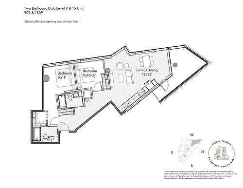Floor plan 2 Bedroom 2 Bathroom