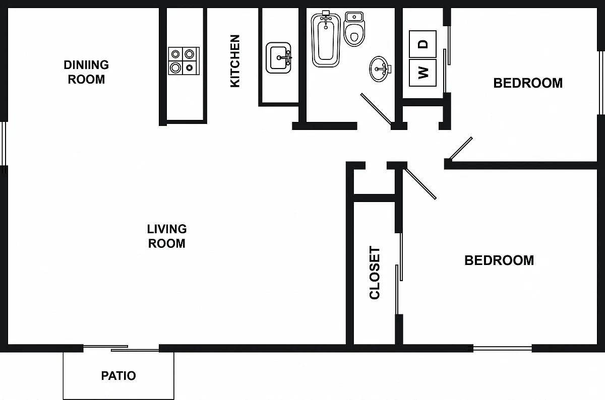 Floor plan 2 Bed 1 Bath