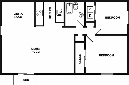 Floor plan 2 Bed 1 Bath
