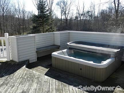 Backyard pool area from barn