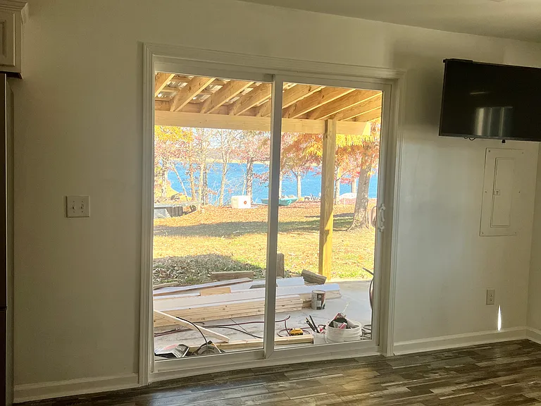 Lake View. Sliding glass door to covered patio.