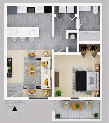 Floor plan One Bed One Bath