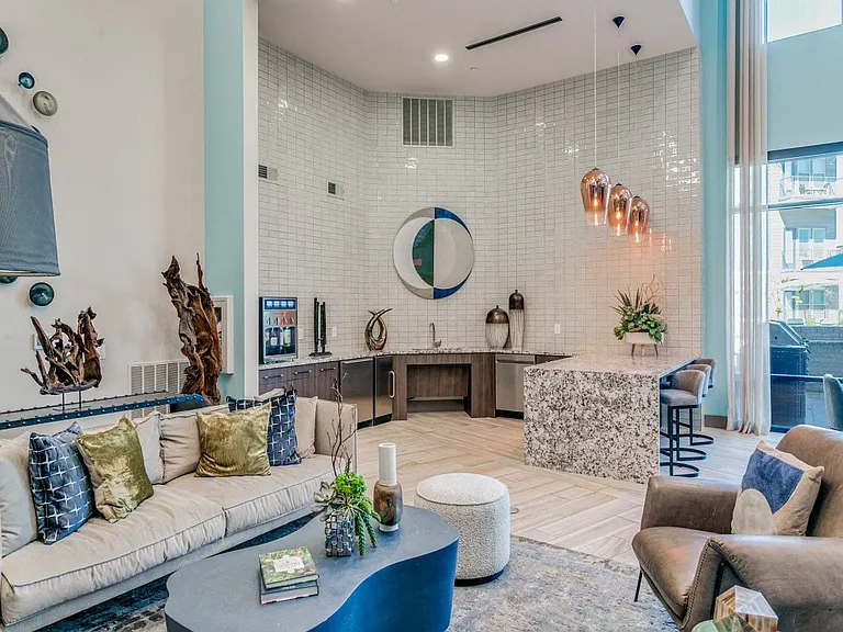 Resident lounge with demonstration kitchen
