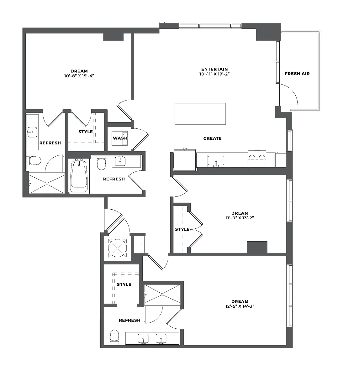 Floor plan 3 Bed/3 Bath-CH1