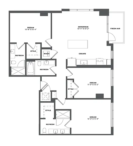 Floor plan 3 Bed/3 Bath-CH1