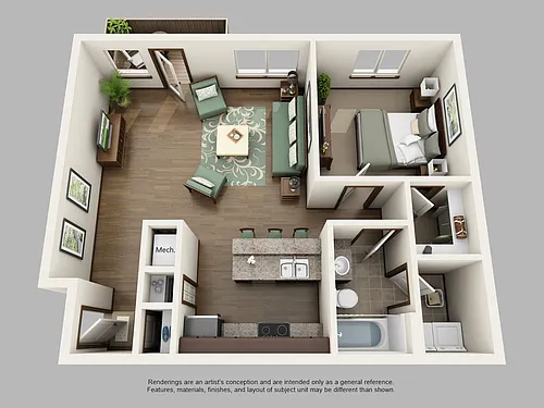 Floor plan 1 bed upgraded