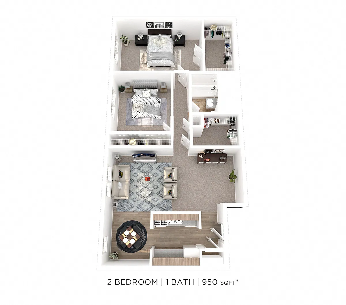 Floor plan Two Bedroom - 950 sqft Antietam Arms
