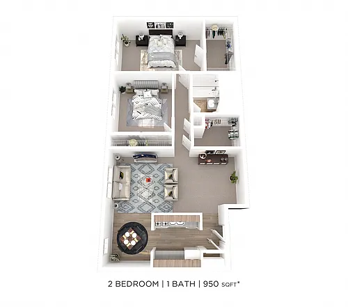 Floor plan Two Bedroom - 950 sqft Antietam Arms