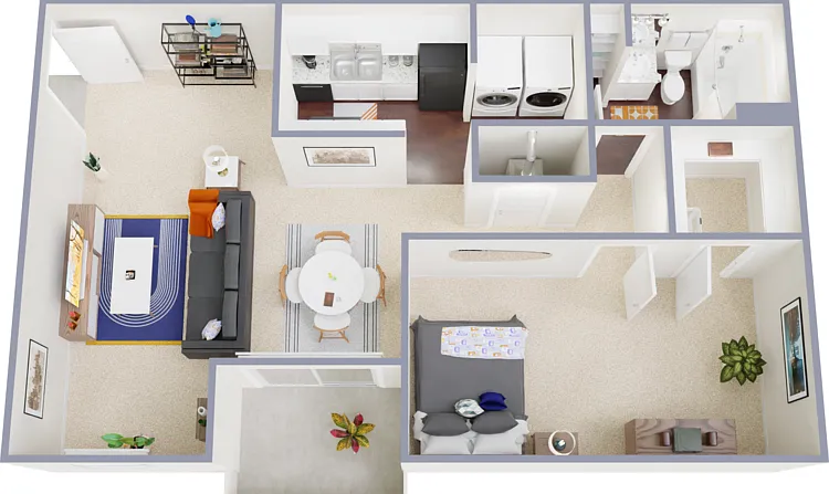 1x1 Floorplan Diagram