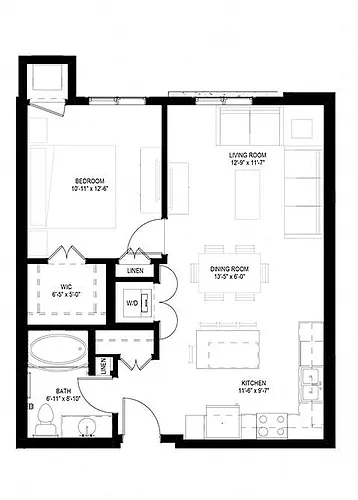 Floor plan One Bedroom - D