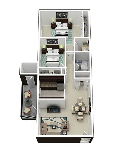 Floor plan Middletowne 2 Bedroom 1.5 Bath