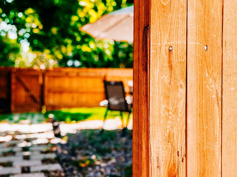 Fully fenced-in backyard.