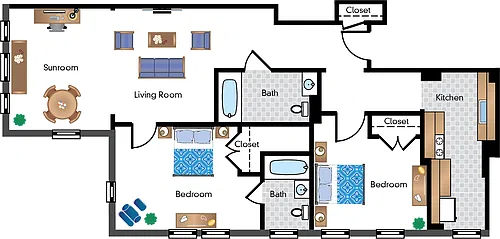 Floor plan Renovated 2 Bedroom 10 Tier