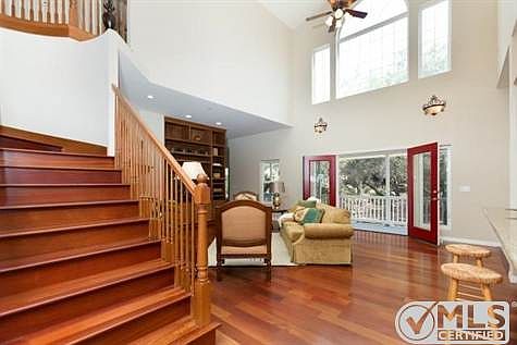 Large entry foyer leads to impressive stairway and living room