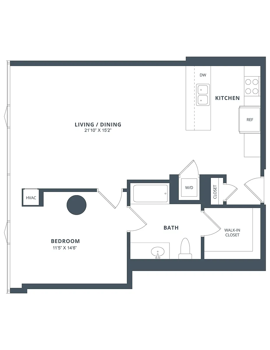 Floor plan 1 Bed/1 Bath-A16