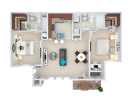 Floor plan 2 bedroom/2 bath (vcwb2)