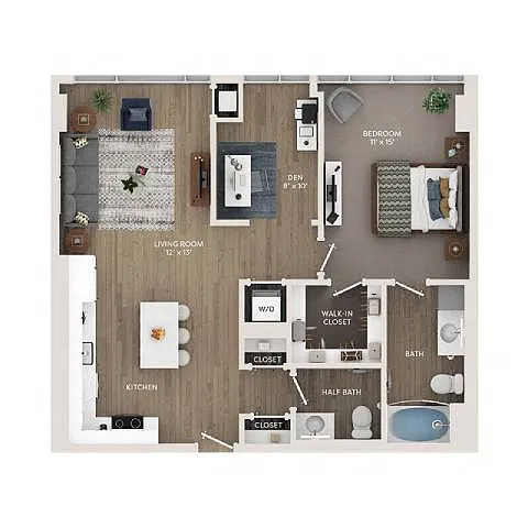 Floor plan A19 - One Bedroom + Den