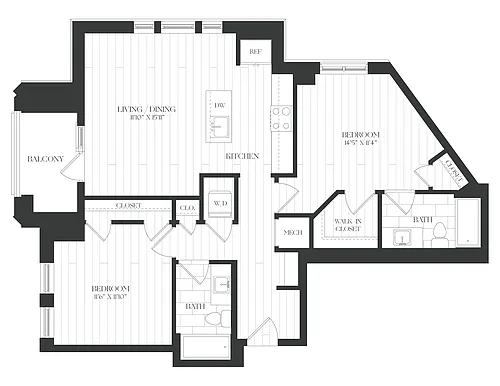 Floor plan 2 Bed/2 Bath-2B-6-The Claude