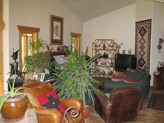 Living room with vaulted ceiling