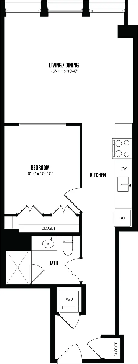 Floor plan Junior 1 Bed/1 Bath-B2