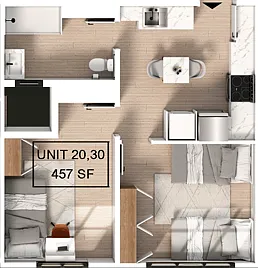 Floor plan 2 Bedroom | 1 Bath C