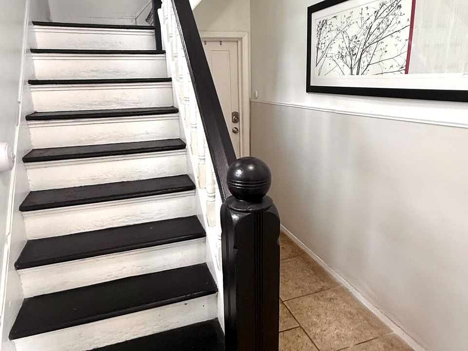 Front door is a shared entry for this unit and the ground floor front unit. 

This unit also has a private entrance via the back of the home.