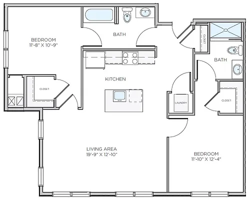 Floor plan 2 Bed/2 Bath-B4