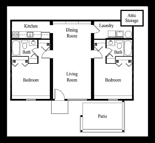 Floor plan 2 Bedroom Renovated