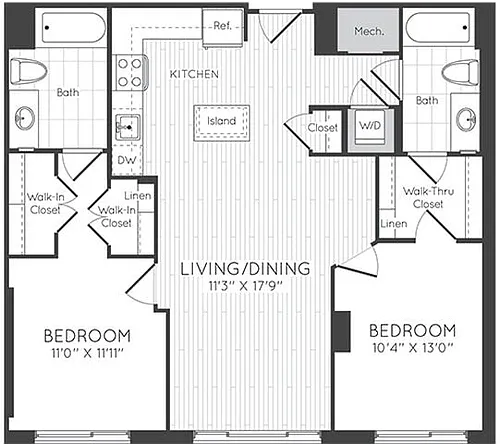 Floor plan 2 Bed/2 Bath