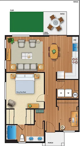 Floor plan Farmstead II 1x1b Cottage