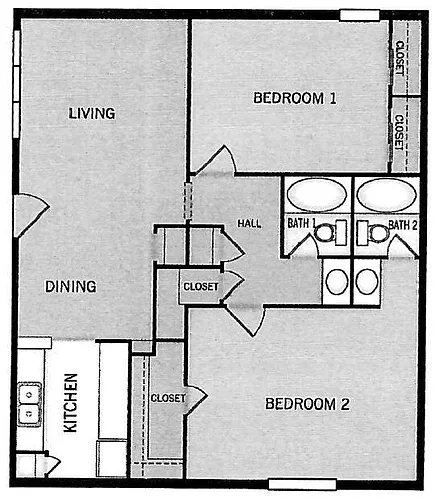 Floor plan 2 Bedroom 2 Bath
