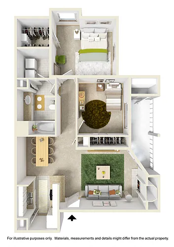 Floor plan Large Two Bed One Bath