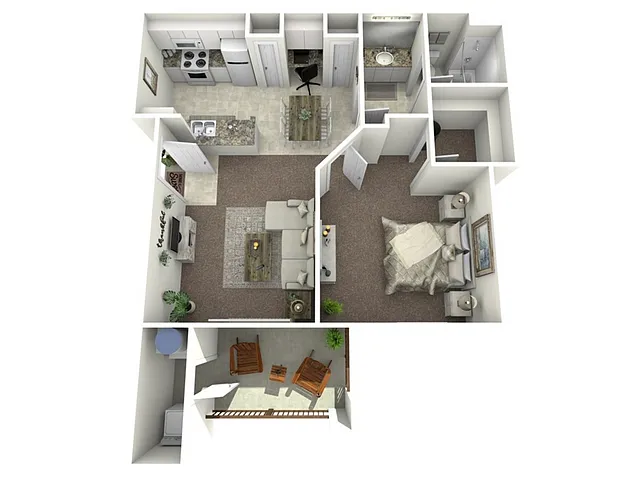 Floor plan 1 Bed, 1 Bath (60% Income Restricted)