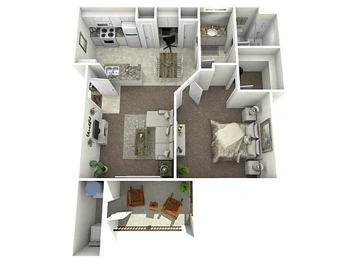 Floor plan 1 Bed, 1 Bath (60% Income Restricted)
