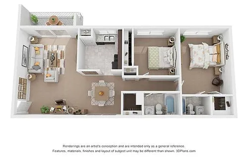 Floor plan Two Bedroom 2 Bath