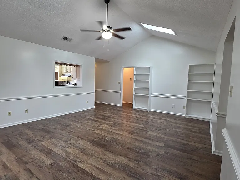 living room with build-ins