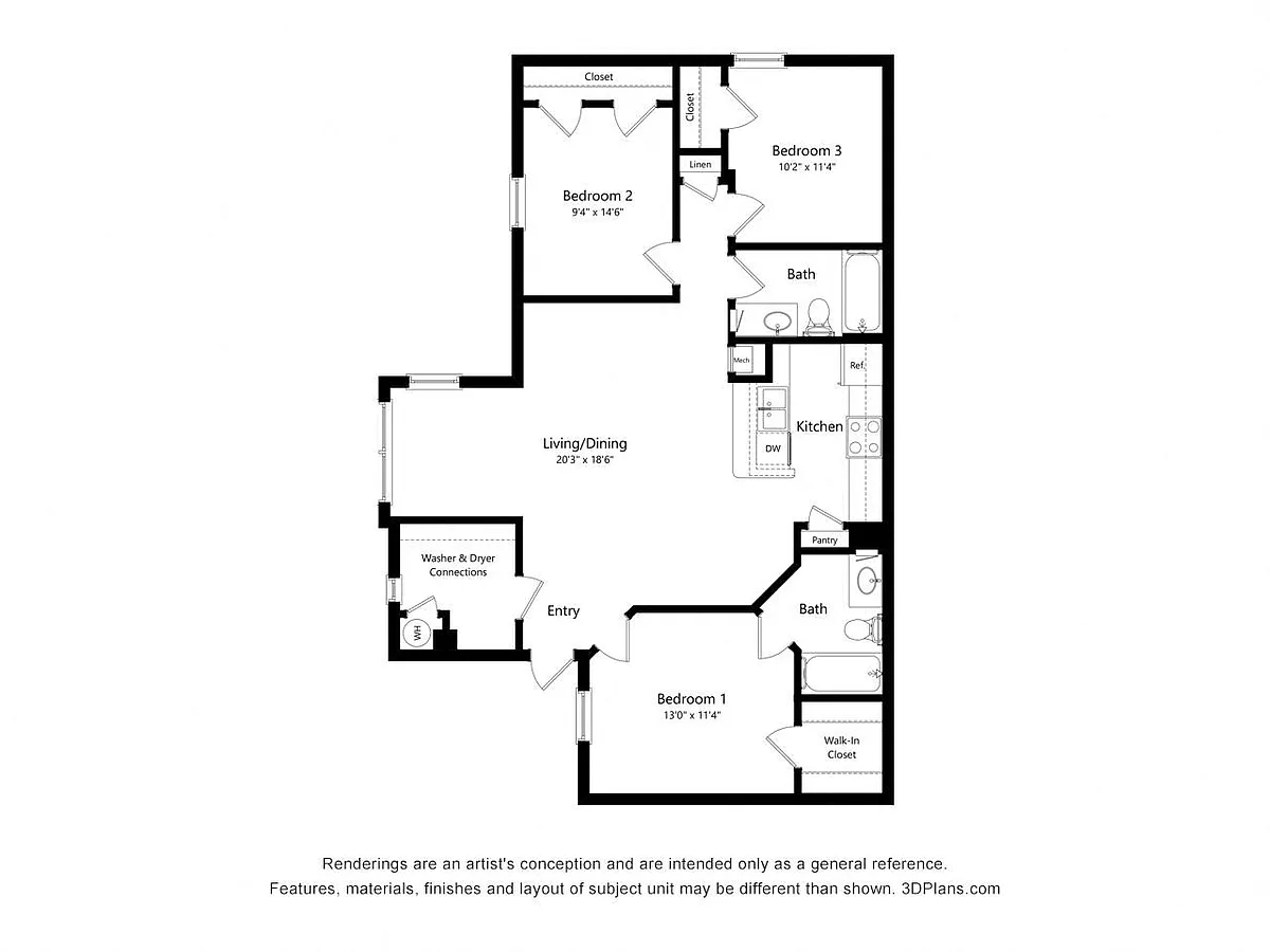 Floor plan Three Bedroom