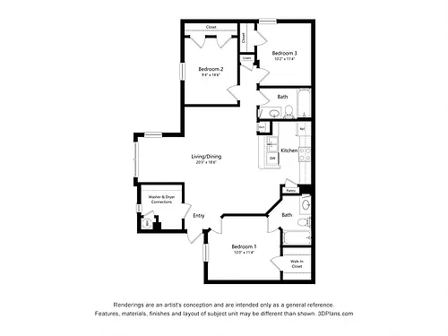 Floor plan Three Bedroom